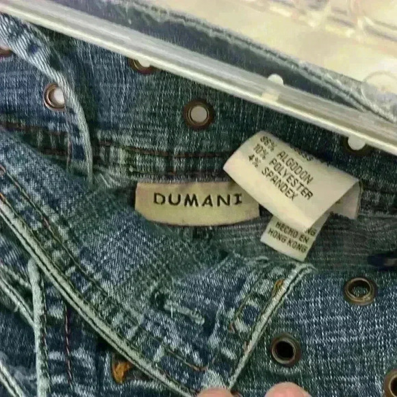 Rare Y2K lace-up jeans by Dumani stone washed junior size 7/8 flare jeans - Picture 7 of 10